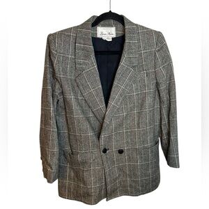 Derek Martin Vintage Wool Houndstooth Plaid Academia Blazer